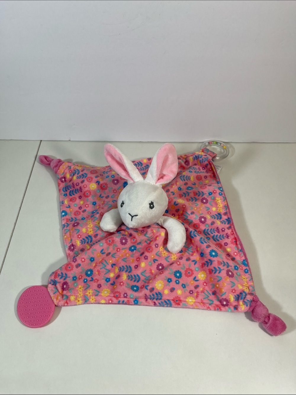 Plush Pink Bunny Lovey Security Blanket for Kids